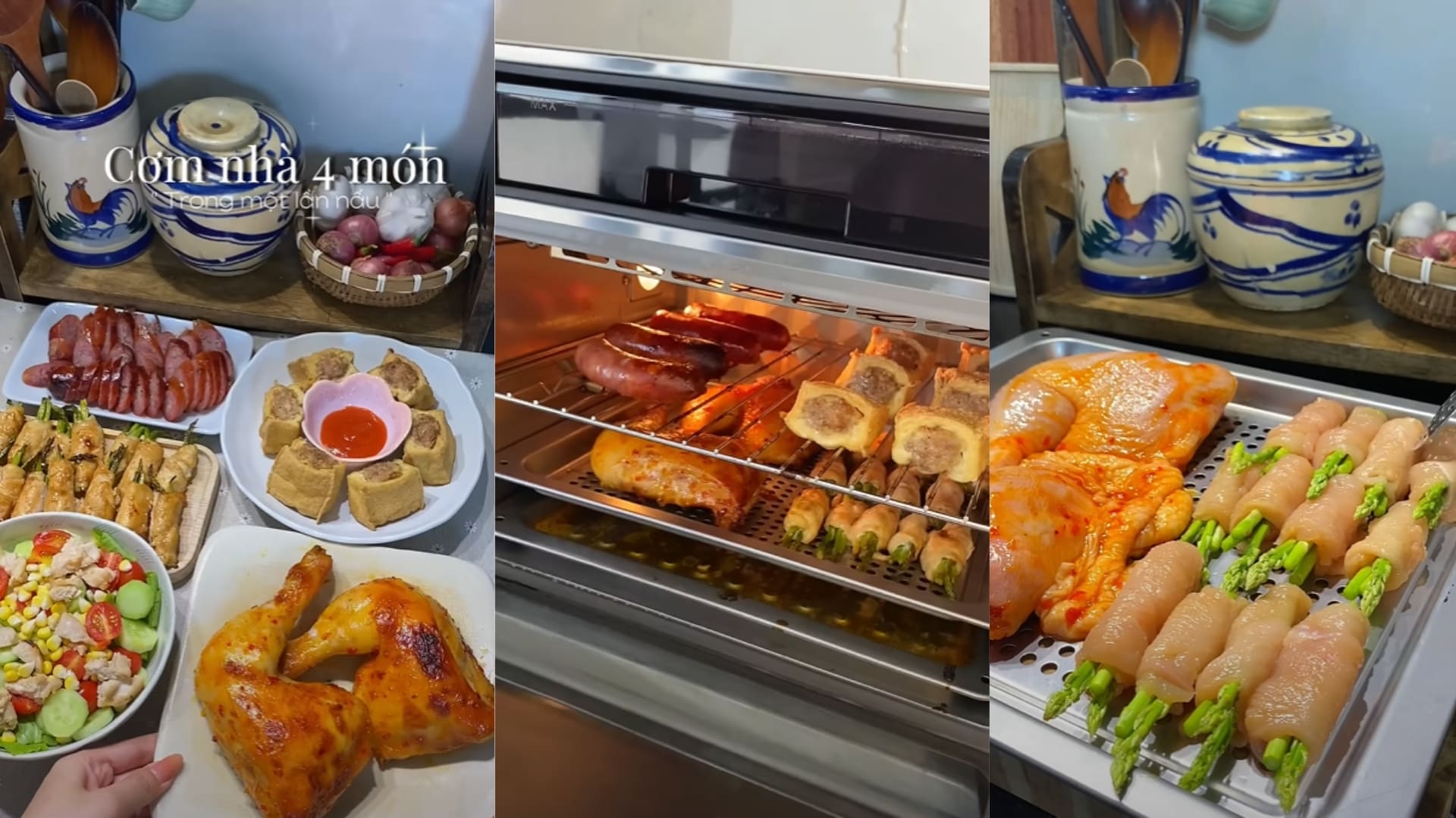 Đùi Gà Nướng Muối Ớt, Ức Gà Quấn Măng Tây, Đậu Hũ Nhồi Thịt, Lạp Xưởng Nướng 2Good S100